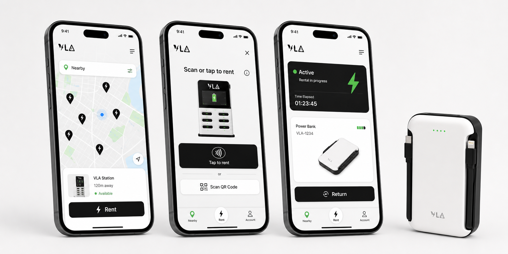 VLA app rental flow interface